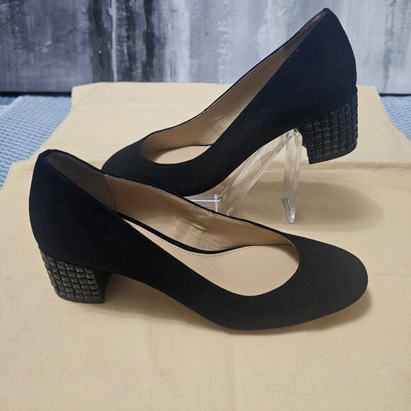 Michael Kors Black Suede Leather Arabella Kitten Pump Jeweled Heel - Size 6 - Picture 4 of 9